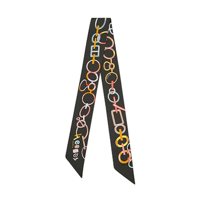 (Women) HERMES Spin Rhythm Twill Silk Scarf Women Black H063951S 03
