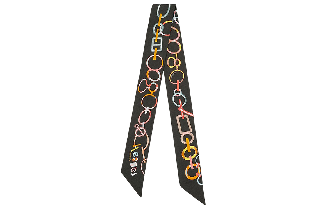 (Women) HERMES Spin Rhythm Twill Silk Scarf Women Black H063951S 03 圖 2