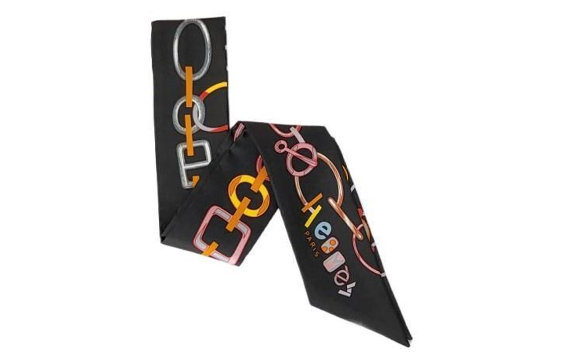 (Women) HERMES Spin Rhythm Twill Silk Scarf Women Black H063951S 03 圖 4