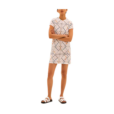 (Women) HERMES SS21 "Parcours sans Faute" Slim Fit Short Sleeve Dress White H1E4509DJ90