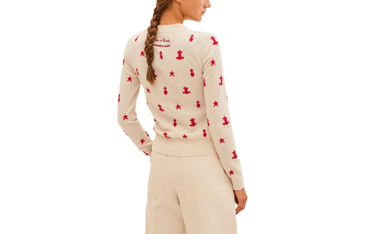 Lookbook (Women) HERMES SS21 Beige Embroidered Knit Pullover Sweater H1E2605D791