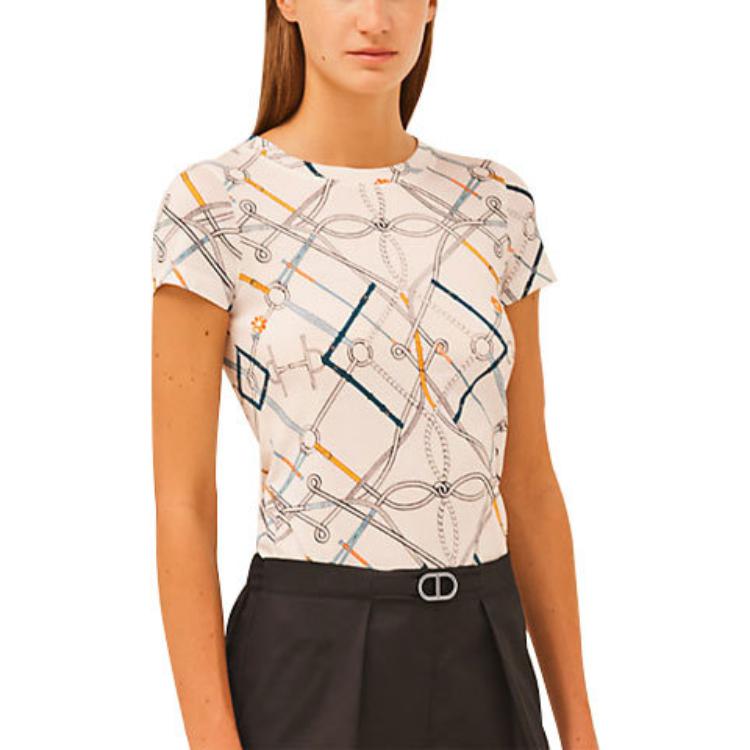 (Women) HERMES SS21 Chain Rope Crewneck T-Shirt Off-White H1E4610DJ90