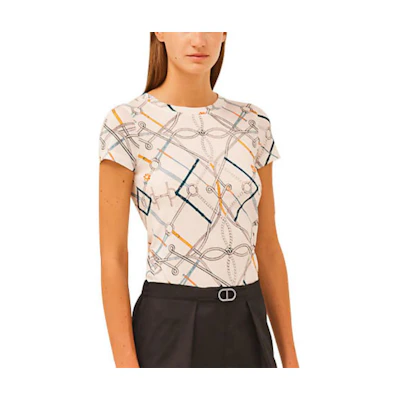 (Women) HERMES SS21 Chain Rope Crewneck T-Shirt Off-White H1E4610DJ90