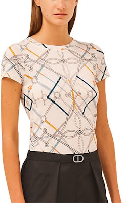 (W) HERMES SS21 Chain Rope Crewneck T-Shirt Putih Gading H1E4610DJ90 Order (W) HERMES SS21 Chain Rope Crewneck T-Shirt Putih Gading H1E4610DJ90