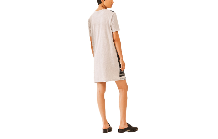 Lookbook (Women) HERMES SS21 Grey A-Line Short-Sleeve Printed Dress. H1E4507DD02