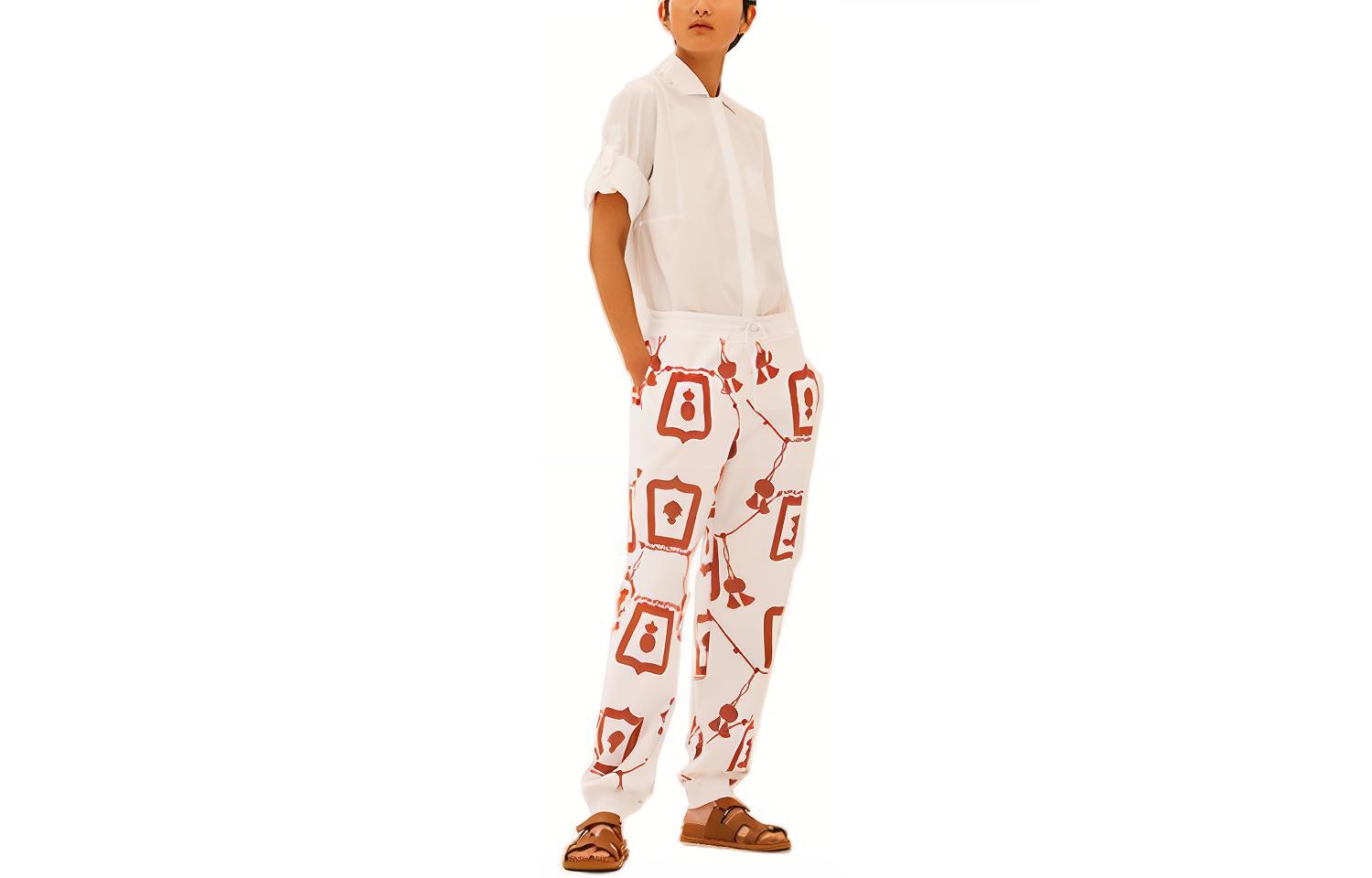 (Women) HERMES SS21 Patterned Tweed Jogger Pants Women Brown H1E4403D01W