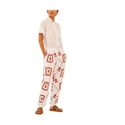 (Women) HERMES SS21 Patterned Tweed Jogger Pants Women Brown H1E4403D01W