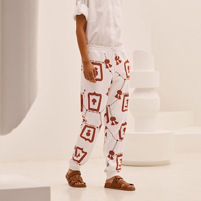(Women) HERMES SS21 Patterned Tweed Jogger Pants Women Brown H1E4403D01W Lookbook (Women) HERMES SS21 Patterned Tweed Jogger Pants Women Brown H1E4403D01W