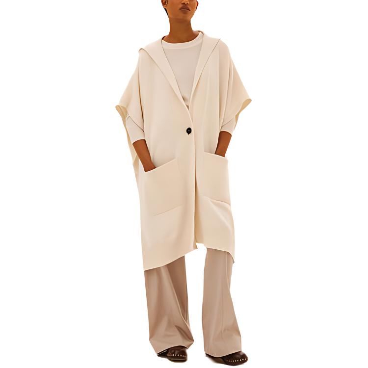 (Women) HERMES SS21 Solid Color Cashmere Jacket Beige H1E2702D691