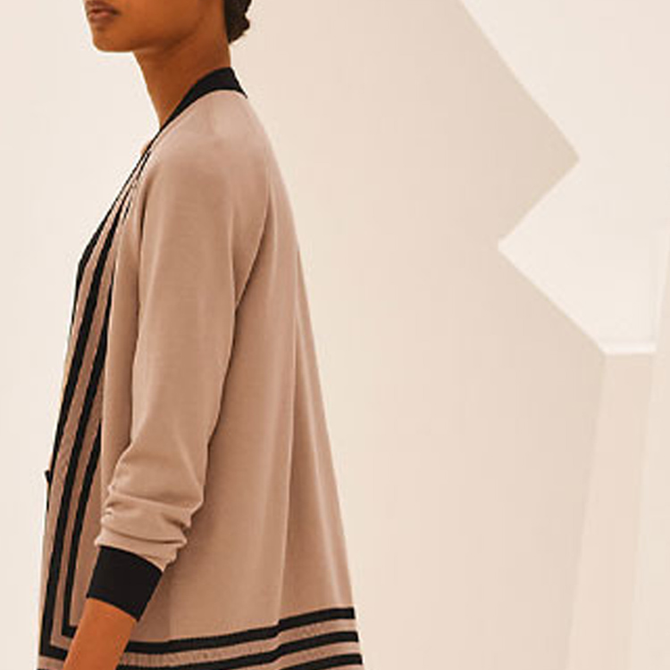 Details for (W) HERMES SS21 女裝棕色雙色棉絲高爾夫開襟衫. H1E2710D31S