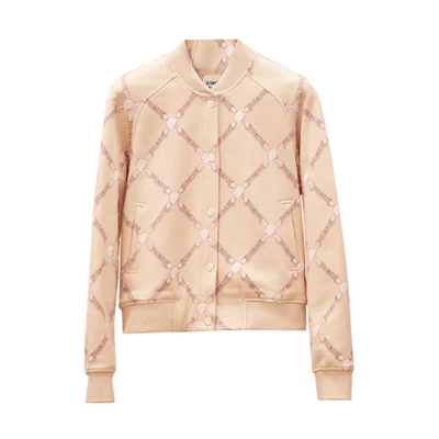 (Women) HERMES SS22 Beige Checkered Striped Pilot Jacket Long Sleeve. H2E4207DK5R