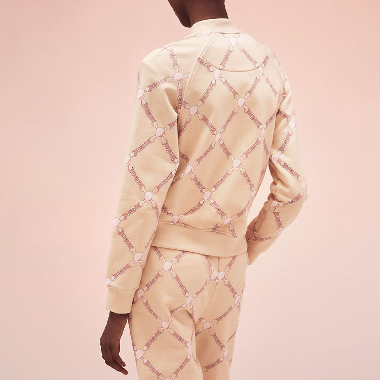 Shop (W) HERMES SS22 Chaqueta Piloto Beige Cuadros Rayas Manga Larga. H2E4207DK5R