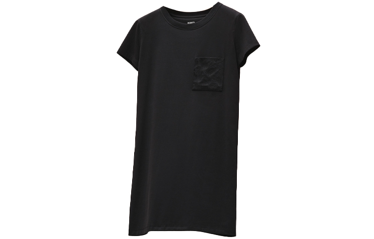 (Women) HERMES SS22  Black Embroidered Straight-Cut Short-Sleeve Dress H2E4508DU02