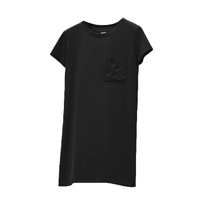 (Women) HERMES SS22 Black Embroidered Straight-Cut Short-Sleeve Dress H2E4508DU02