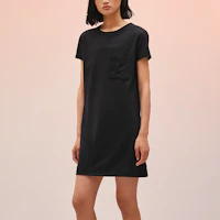 Lookbook (W) 에르메스 SS22 블랙 자수 스트레이트컷 반팔 원피스 H2E4508DU02