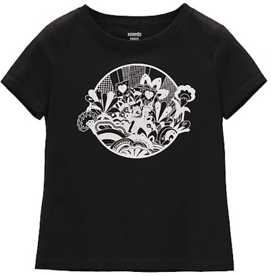 (W) 에르메스 SS22 블랙 그래픽 프린트 반팔 레귤러 티셔츠 H2E4613DU02 Order (W) 에르메스 SS22 블랙 그래픽 프린트 반팔 레귤러 티셔츠 H2E4613DU02