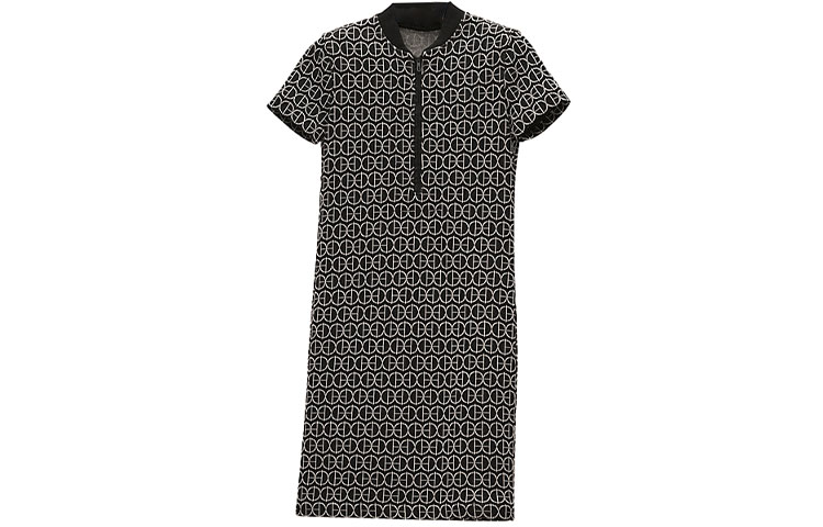 Order (Women) HERMES SS22  Black Short Sleeve Zip Logo Dress H2E4502DY0236