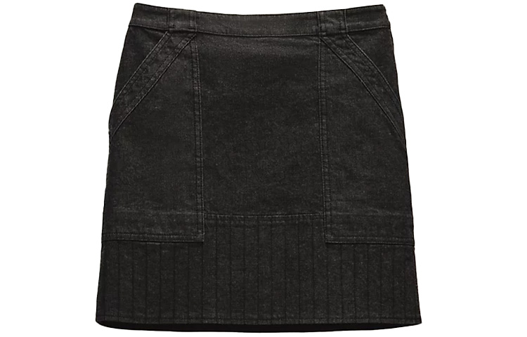 (Women) HERMES SS22  Black Stretch A-line Denim Mini Skirt. H2E0350DQS7