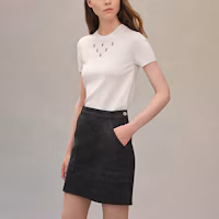 Lookbook (Women) HERMES SS22 Black Stretch A-line Denim Mini Skirt. H2E0350DQS7