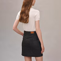 Shop (Women) HERMES SS22 Black Stretch A-line Denim Mini Skirt. H2E0350DQS7