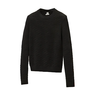 (Women) HERMES SS22 Black Wool Sweater with Solid Logo Jacquard Design. H2E2624DE02