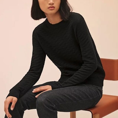 (Women) HERMES SS22 Black Wool Sweater with Solid Logo Jacquard Design. H2E2624DE02 Lookbook (Women) HERMES SS22 Black Wool Sweater with Solid Logo Jacquard Design. H2E2624DE02