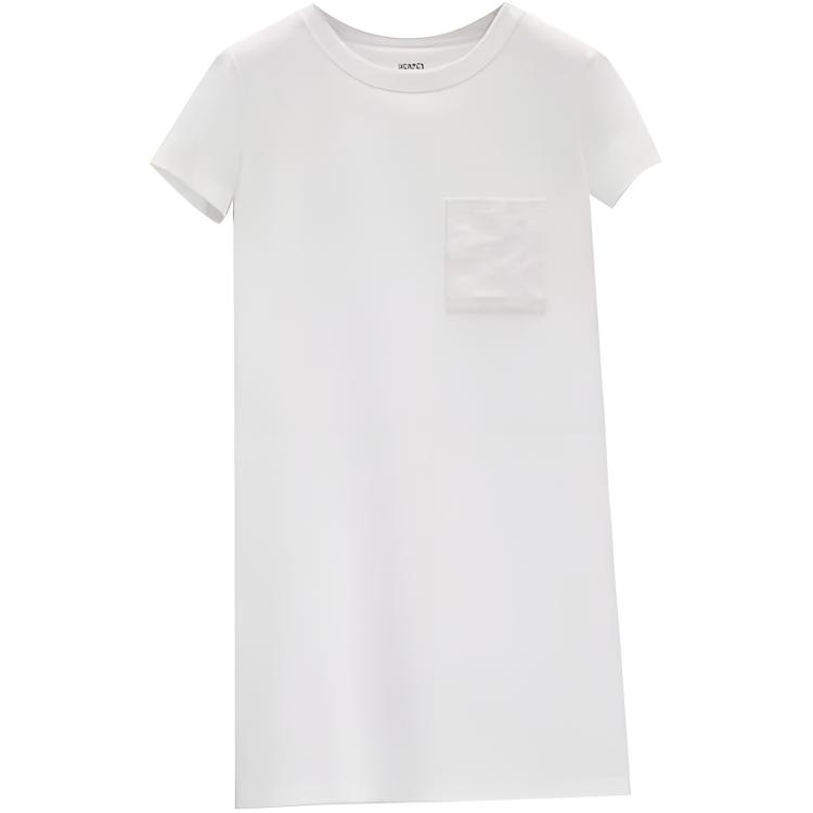 (Women) HERMES SS22  Embroidered Pocket Short Sleeve Dress White. H2E4508DU90