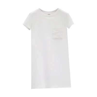 (Women) HERMES SS22 Embroidered Pocket Short Sleeve Dress White. H2E4508DU90