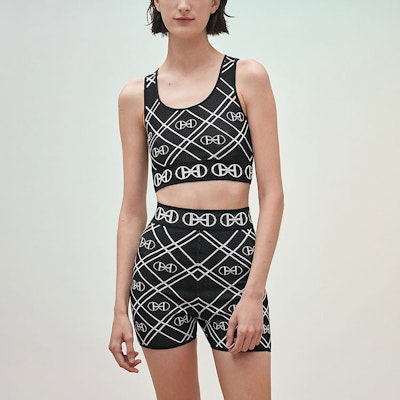 (Women) HERMES SS22 Geometric Pattern Sports Crop Tank Top Black H2E2905DG02 Lookbook (Women) HERMES SS22 Geometric Pattern Sports Crop Tank Top Black H2E2905DG02