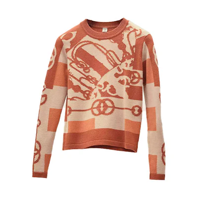 (Women) HERMES SS22 Knit Crewneck Sweater Maple Brown Long Sleeve Pullover. H2E2613D228
