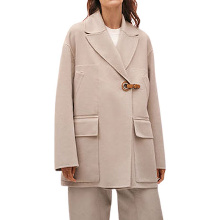 Lookbook (Women) HERMES SS22  Light Camel Solid Cabban Long Sleeve Coat Jacket H2E0118DB1J