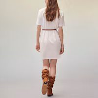 Shop (W) 에르메스 SS22 로고 프린트 반소매 드레스 베이지. H2E4513DU5R