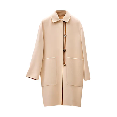(Women) HERMES SS22 Long Reversible Cashmere Coat in Watercolor Yellow. H2E0117DD8T