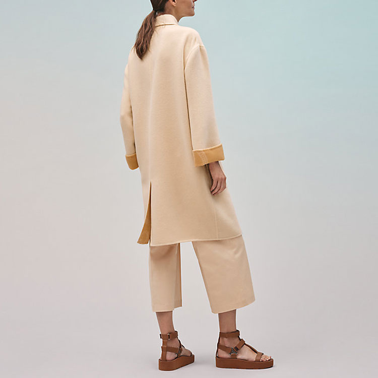 Shop (Women) HERMES SS22  Long Reversible Cashmere Coat in Watercolor Yellow. H2E0117DD8T