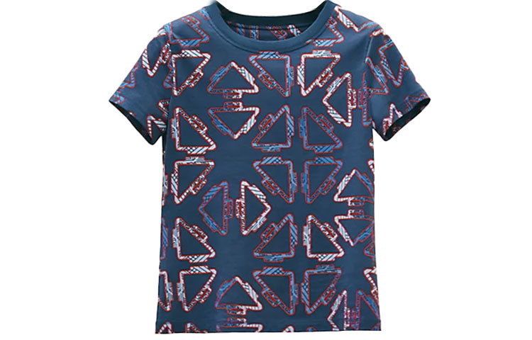 (Women) HERMES SS22  Patterned Blue Crewneck Short Sleeve T-Shirt. H2E4600DC0X