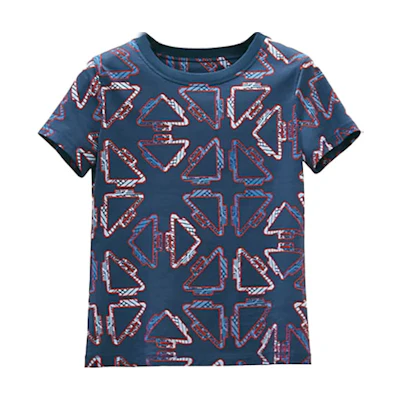 (Women) HERMES SS22 Patterned Blue Crewneck Short Sleeve T-Shirt. H2E4600DC0X