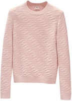 (Women) HERMES SS22 Pink Wool Knit Sweater with Logo Embossed Design. H2E2624DEP6 (Women) HERMES SS22 Pink Wool Knit Sweater with Logo Embossed Design. H2E2624DEP6