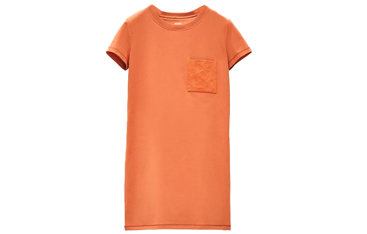 Order (Women) HERMES SS22  Straight Cut Embroidered Pocket Dress in Melanthe Orange H2E4508DU2N