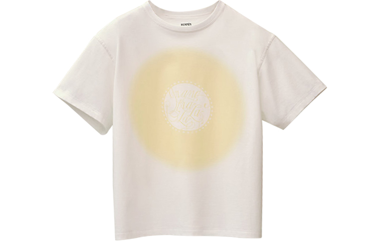 Order (W) エルメス SS22 ホワイトクルーネックTシャツ ソリッドパターンプリント入り。 H2E4618DU5R