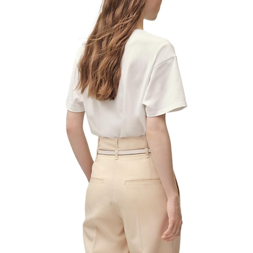 Shop (W) エルメス SS22 ホワイトクルーネックTシャツ ソリッドパターンプリント入り。 H2E4618DU5R