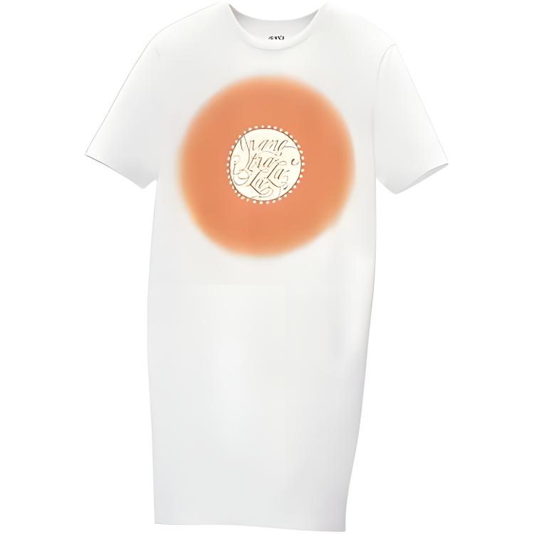 (Women) HERMES SS22  White Geometric Letter Print Jersey Short-Sleeve Dress H2E4513DU90