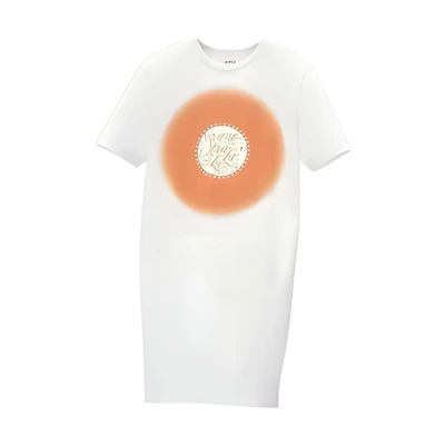 (Women) HERMES SS22 White Geometric Letter Print Jersey Short-Sleeve Dress H2E4513DU90