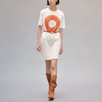 Lookbook (W) 에르메스 SS22 화이트 기하학 프린트 반팔 드레스 H2E4513DU90