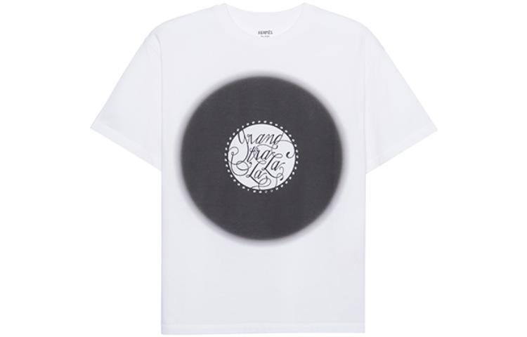 Order (W) HERMES SS22 Baju-T Putih Cetakan Huruf Lengan Pendek. H2E4618DU02
