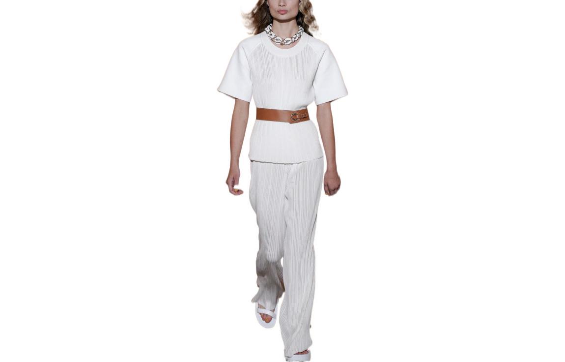 (Women) HERMES SS22  White Ribbed Knit Short-Sleeve Top with Cut-Out Design H2E2639D990 圖 2