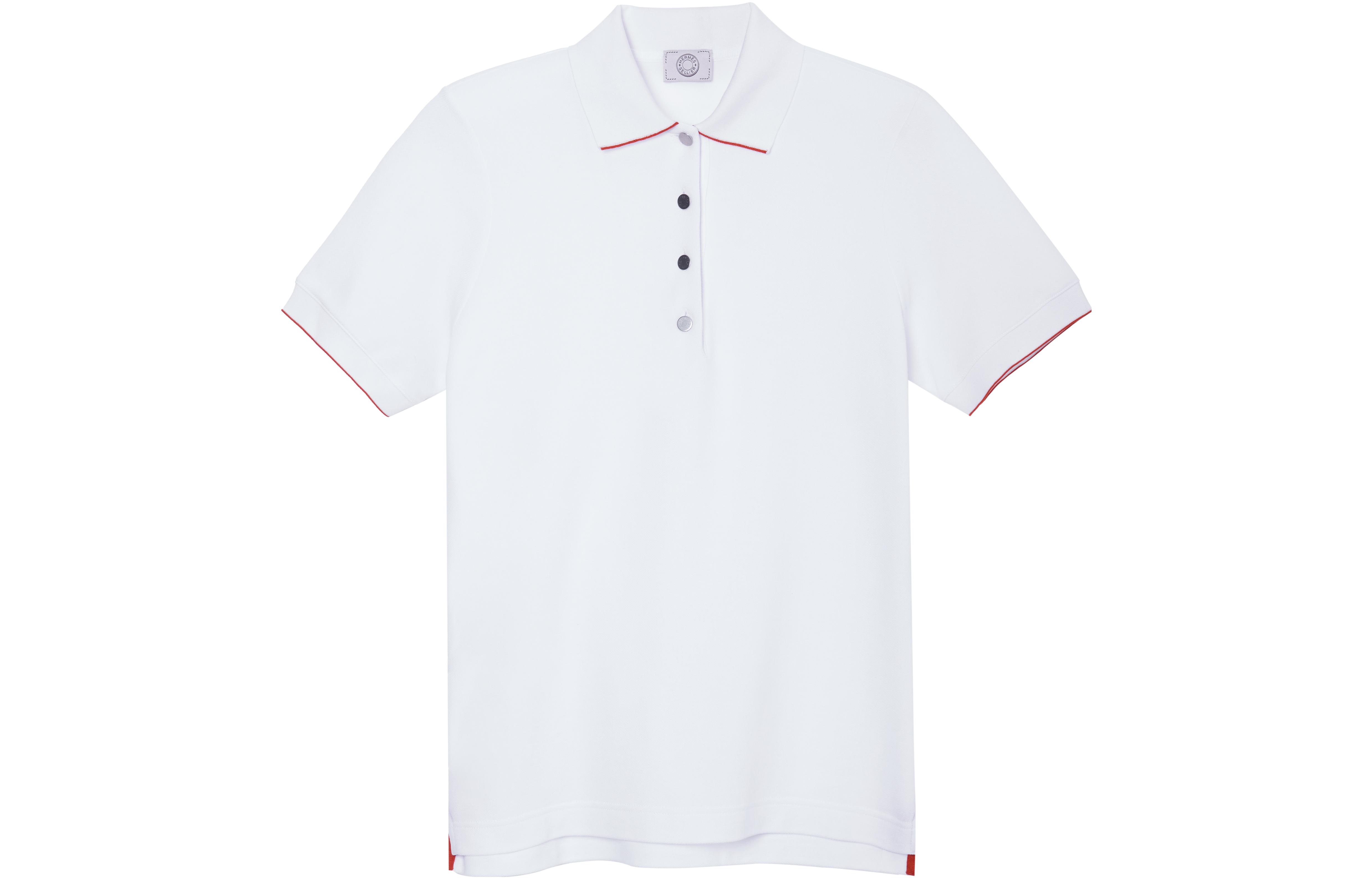 Order (Women) HERMES SS22  White Short Sleeve Polo Shirt with Partial Button Placket. H800270EV06