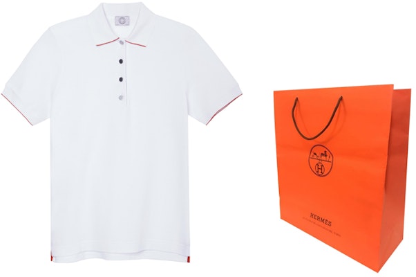 (Women) HERMES SS22 White Short Sleeve Polo Shirt with Partial Button Placket. H800270EV06 Shop (Women) HERMES SS22 White Short Sleeve Polo Shirt with Partial Button Placket. H800270EV06