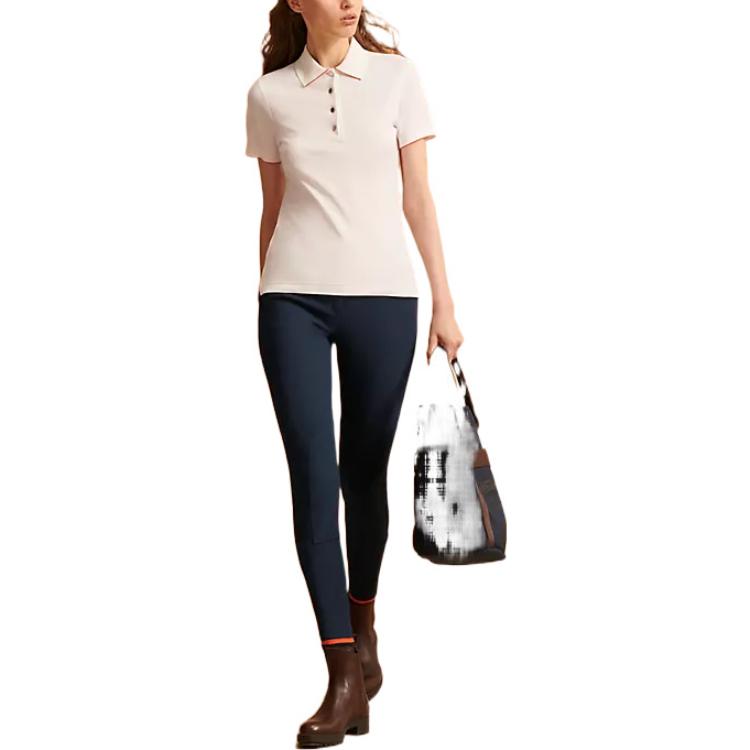 Purchase (Women) HERMES SS22  White Short Sleeve Polo Shirt with Partial Button Placket. H800270EV06