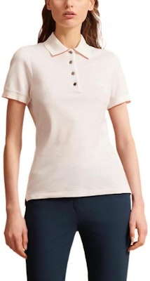 (Women) HERMES SS22 White Short Sleeve Polo Shirt with Partial Button Placket. H800270EV06 Details for (Women) HERMES SS22 White Short Sleeve Polo Shirt with Partial Button Placket. H800270EV06