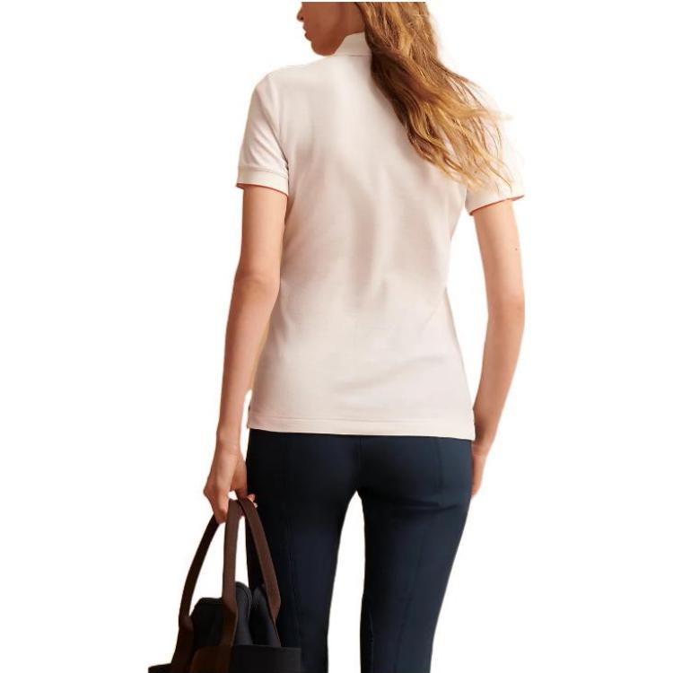Sizing (Women) HERMES SS22  White Short Sleeve Polo Shirt with Partial Button Placket. H800270EV06